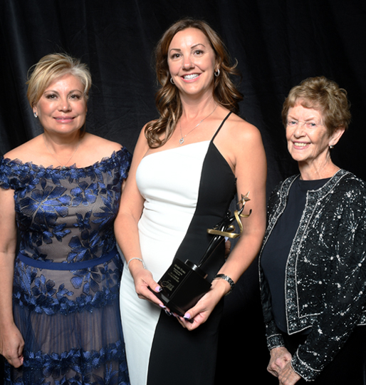 Michele Shams of Koury Engineering & Testing, Inc. in Chino. The General Entrepreneur & Mary Anne Fox Top Female Entrepreneur of 2022. Lydia Percia-Rattan, Michelle Shams and MaryAnne Fox